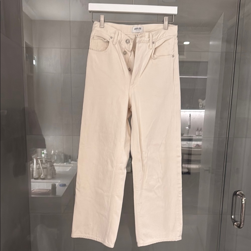 Agolde Straight Leg Cream Jeans